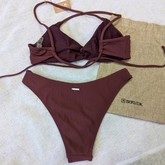 Berlook / Small / medium / Large Coffee Twist Backless Bikini Set - Picture 3 of 3